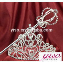 Tiara de diamante de diamante tiara e varinha conjunto de tiaras de coroa de strass